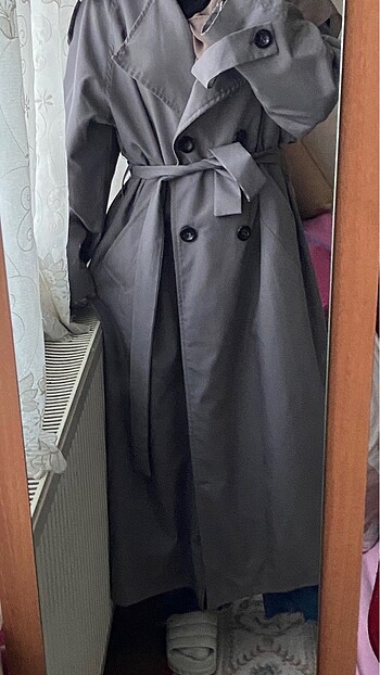 Mango Vintage Gri trençkot