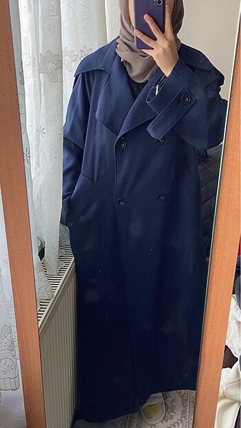 Vintage Lacivert Trençkot