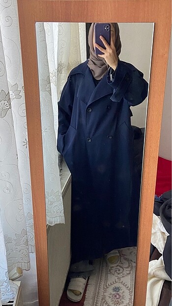 m Beden Vintage Lacivert Trençkot