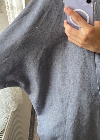 Nakışlı Gri Kadın Uzun Abaya