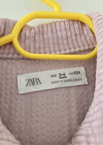 Zara Kız Çocuk Pembe Fırfırlı Kadife Elbise 3-4 yaş