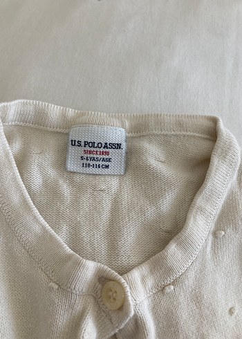 U.S Polo Assn. Kızlar için Beyaz Düğmeli İnce Hırka