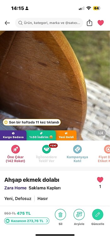 Beden Ahşap kaliteli malzemeden ekmek dolabı