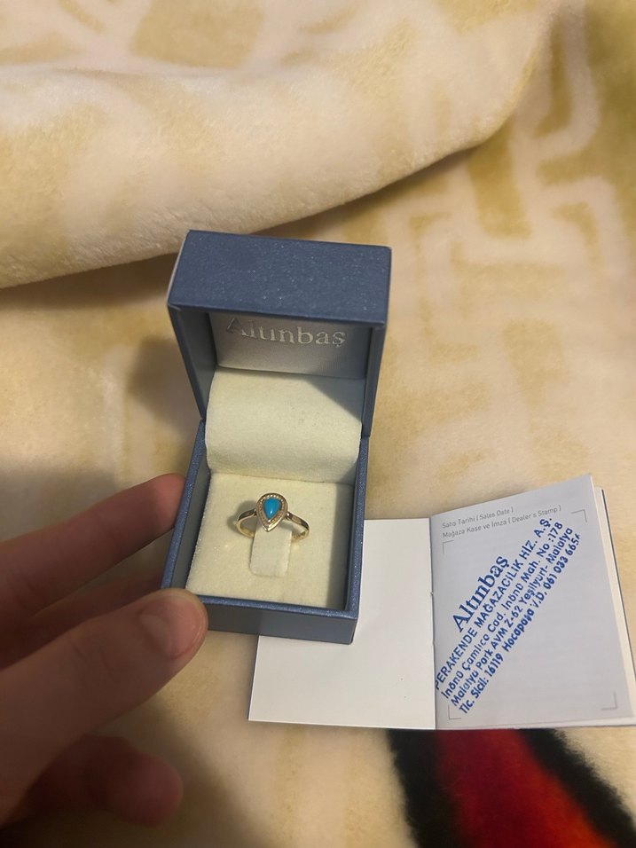 Altınbaş mavi taşlı yüzük - Görsel 2