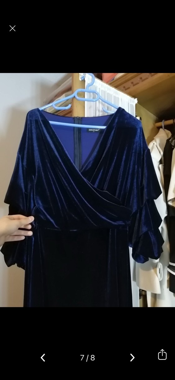 Kadife Lacivert Kadın abiye - Görsel 2