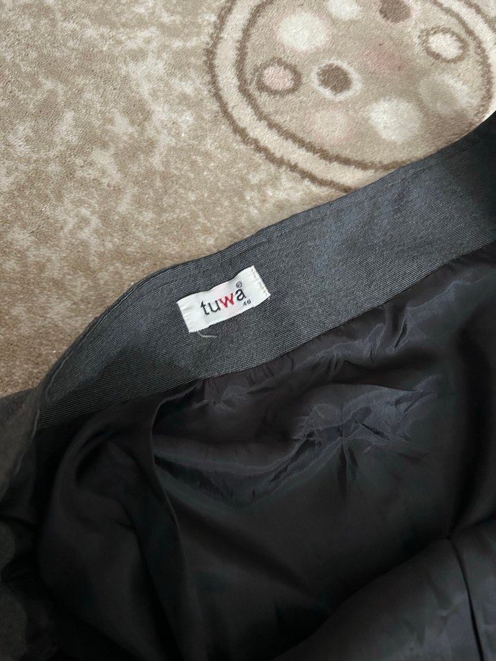 Gri Nakışlı Midi Kadın Etek - Görsel 4