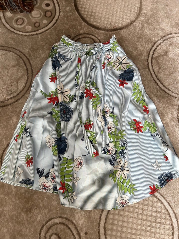 Çiçek Desenli Uzun Bohem Pilili Etek - Görsel 3