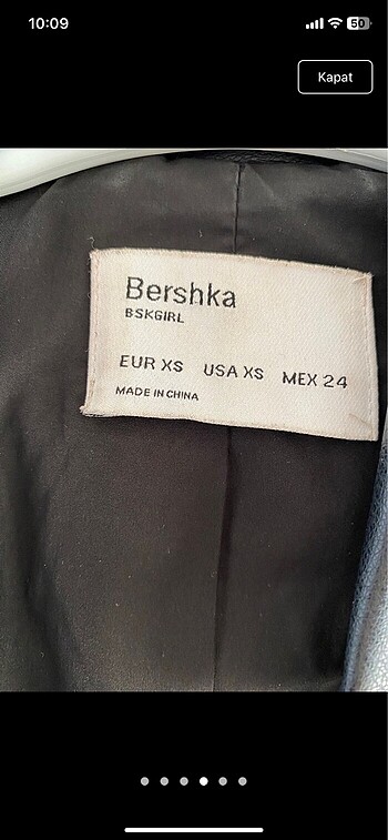 xs Beden Bershka deri ceket