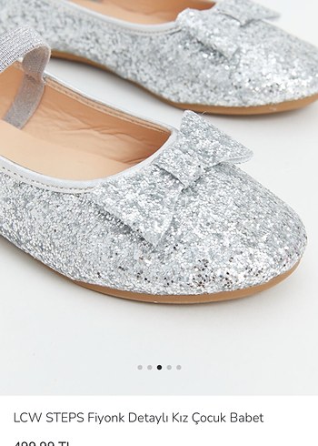 LCW STEPS Fiyonk Detaylı Gri Kız Çocuk Babet - Görsel 3
