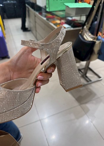 Yılan Desenli Platform Topuklu Kadın Abiye Ayakkabı - Görsel 2