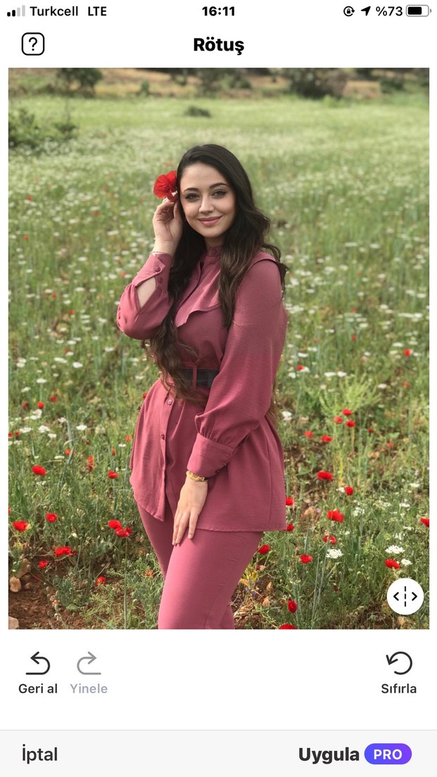 Pembe Çiçek Desenli Uzun Kadın Takım - Görsel 2