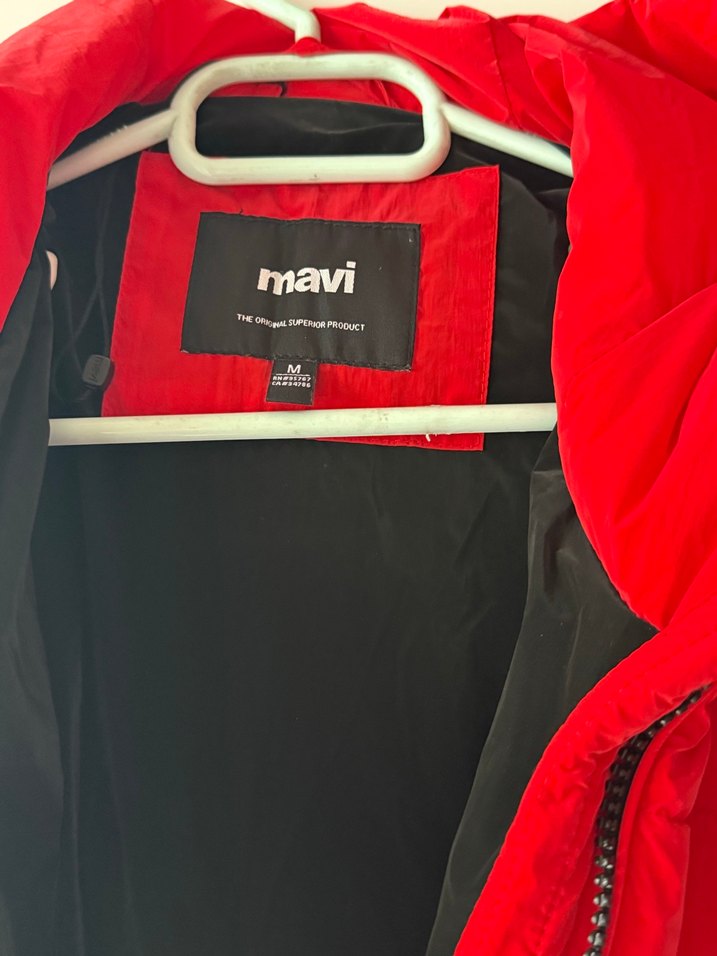 Kırmızı Fermuarlı Kadın Kış Montu - Görsel 2