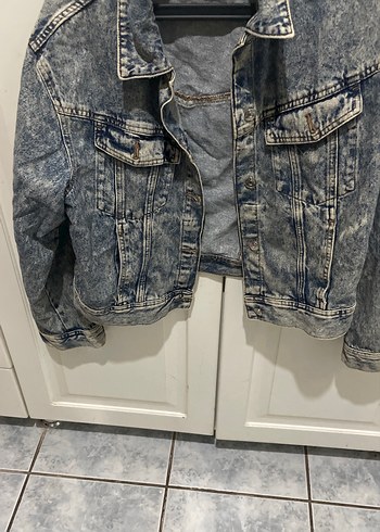 Kadın Gri Batik Desenli Denim Ceket