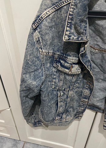 m Beden mavi Renk Kadın Gri Batik Desenli Denim Ceket