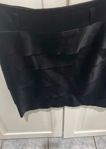 36 Beden Kadın Siyah Pilili Mini Etek