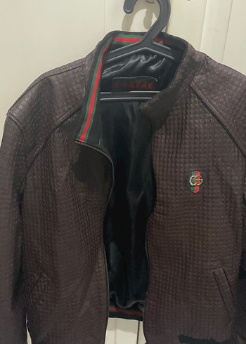 Gucci Düğmeli Kahverengi Yılan Derisi Desenli Erkek Deri Ceket