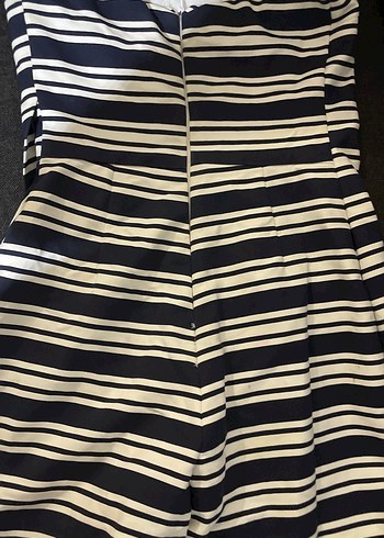 Çizgili Pilili Mini tulum - Görsel 4