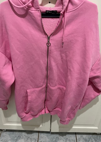 Kadın Pembe Fermuarlı Sweatshirt