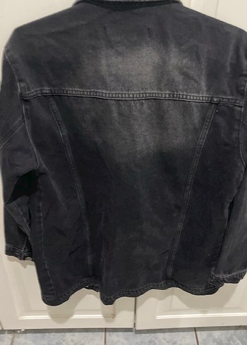 m Beden Siyah Düğmeli Oversize Kadın Denim Ceket