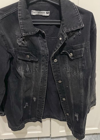Siyah Düğmeli Oversize Kadın Denim Ceket
