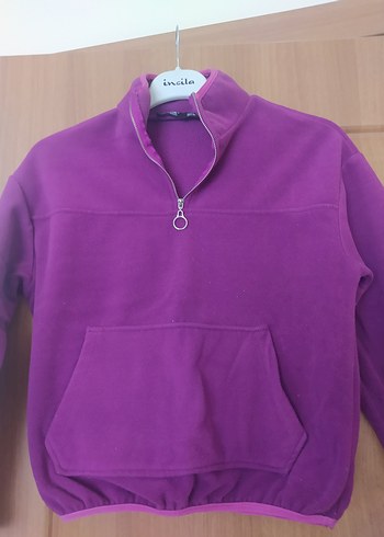 Mor Fermuarlı Kadın Sweatshirt