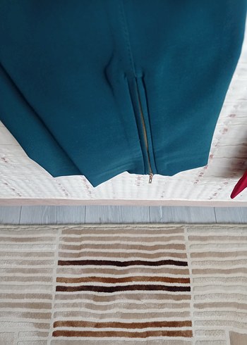 Renkli Kadın Normal Boy Kumaş Pantolon - Görsel 10