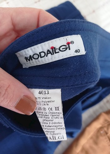 Renkli Kadın Normal Boy Kumaş Pantolon - Görsel 7