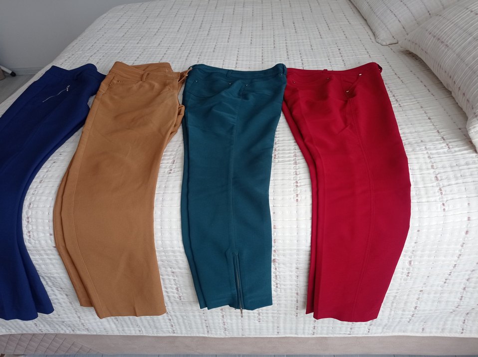 Renkli Kadın Normal Boy Kumaş Pantolon - Görsel 5