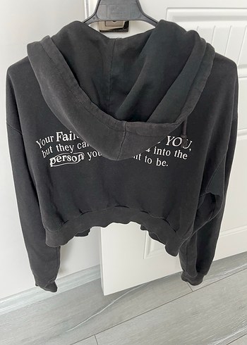 Gri Fermuarlı Kapüşonlu Sweatshirt - Görsel 5