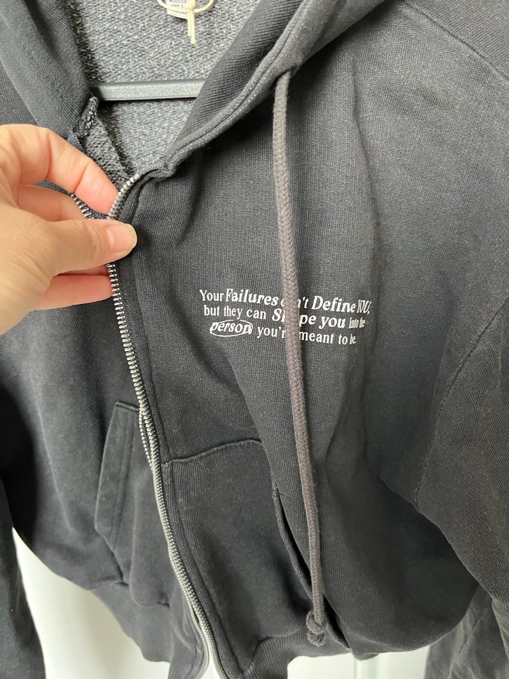 Gri Fermuarlı Kapüşonlu Sweatshirt - Görsel 2