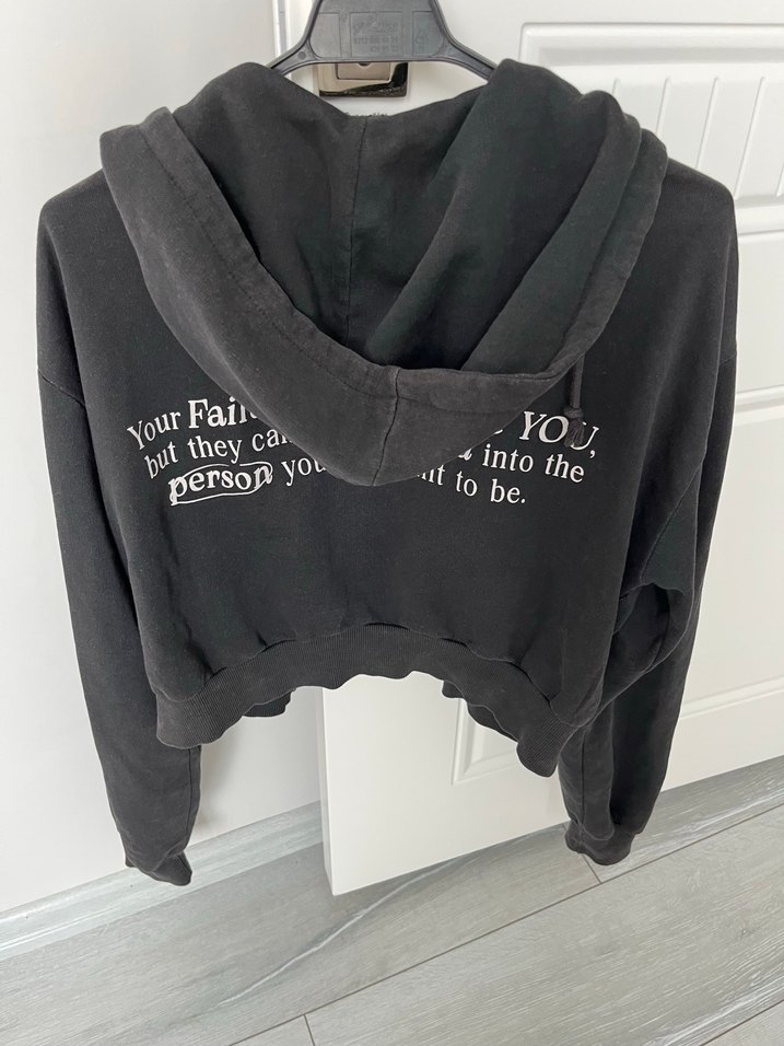 Gri Fermuarlı Kapüşonlu Sweatshirt - Görsel 5