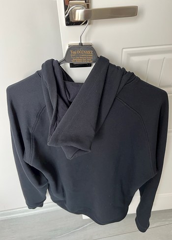 Kadın Siyah Kapüşonlu Fermuarlı Sweatshirt - Görsel 4