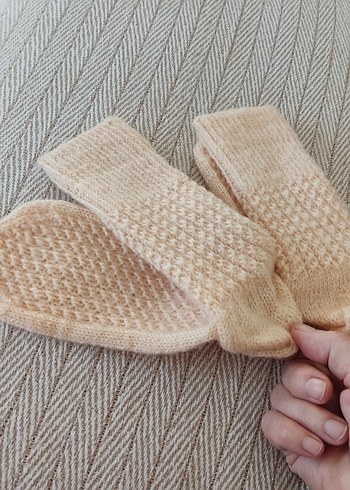 Bej Kadın Örgü patik - Görsel 6