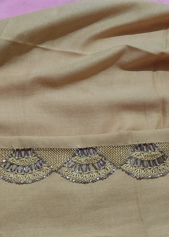 Boncuklu Bej Bohem Kadın Şal - Görsel 2