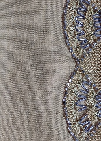 Boncuklu Bej Bohem Kadın Şal - Görsel 3