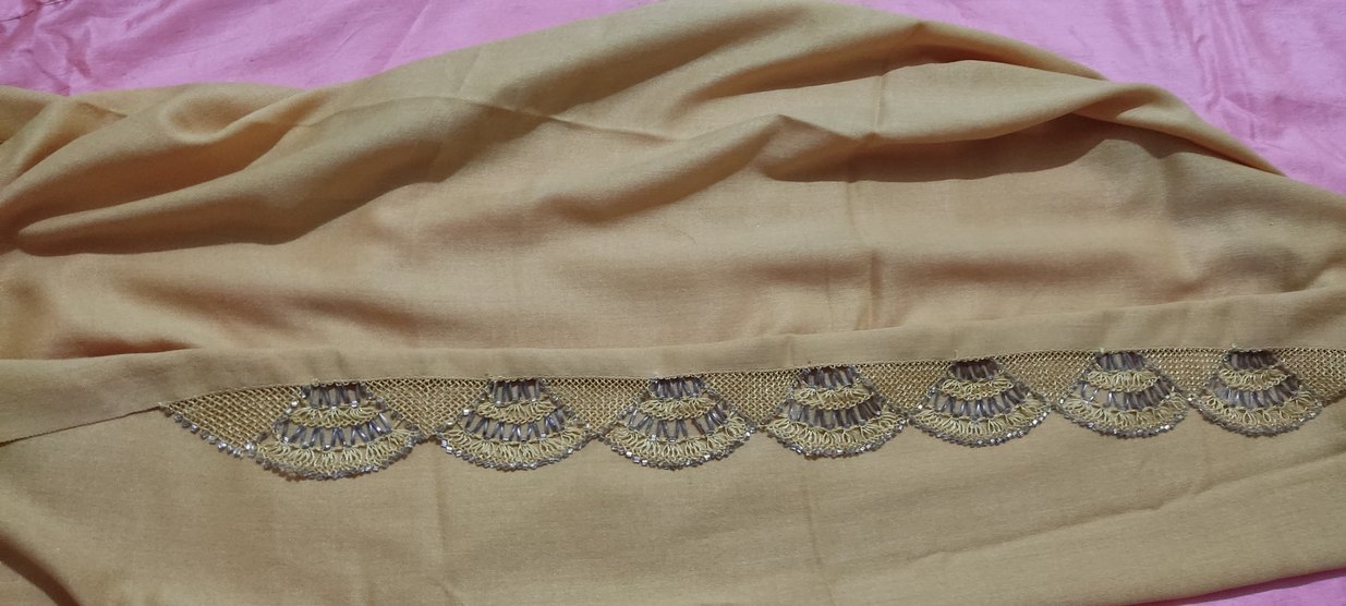 Boncuklu Bej Bohem Kadın Şal - Görsel 2