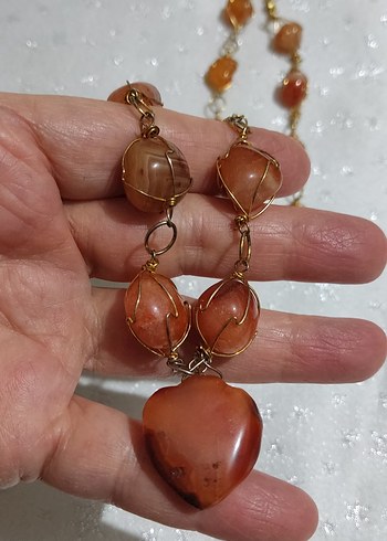 Uzun akik taşı Kadın Kolye - Görsel 4