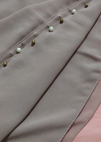 Düğmeli Bej Gri Kadın Şal - Görsel 4