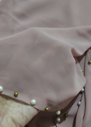 Düğmeli Bej Gri Kadın Şal - Görsel 3