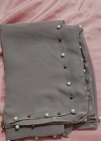 Düğmeli Bej Gri Kadın Şal - Görsel 2