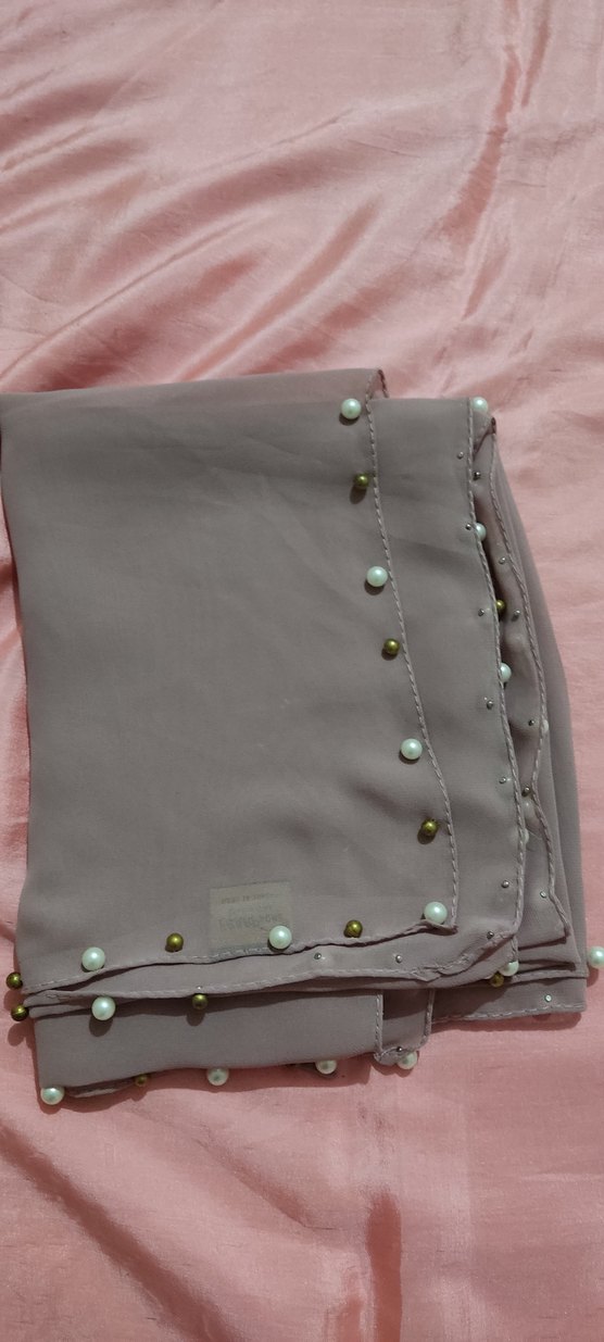 Düğmeli Bej Gri Kadın Şal - Görsel 2