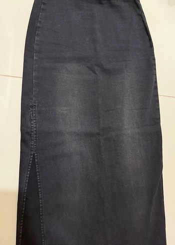 Siyah Uzun kot etek yan yırtmaçlı bershka
