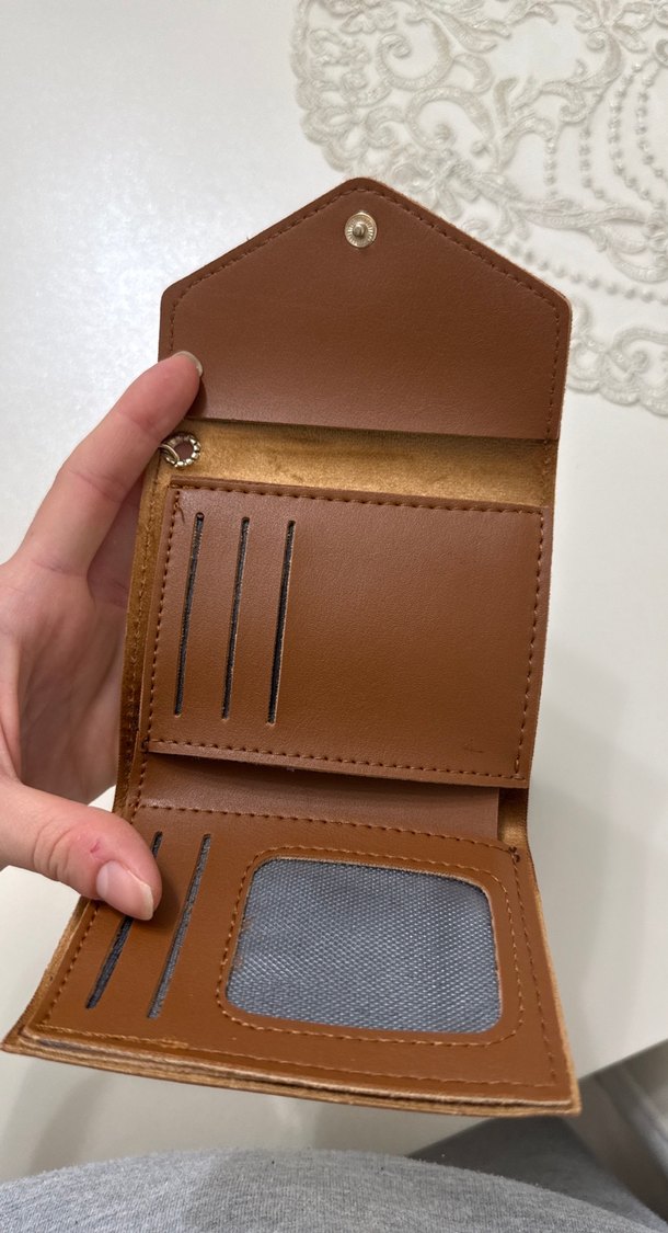 Püsküllü Kahverengi Deri Kadın Cüzdanı - Görsel 3