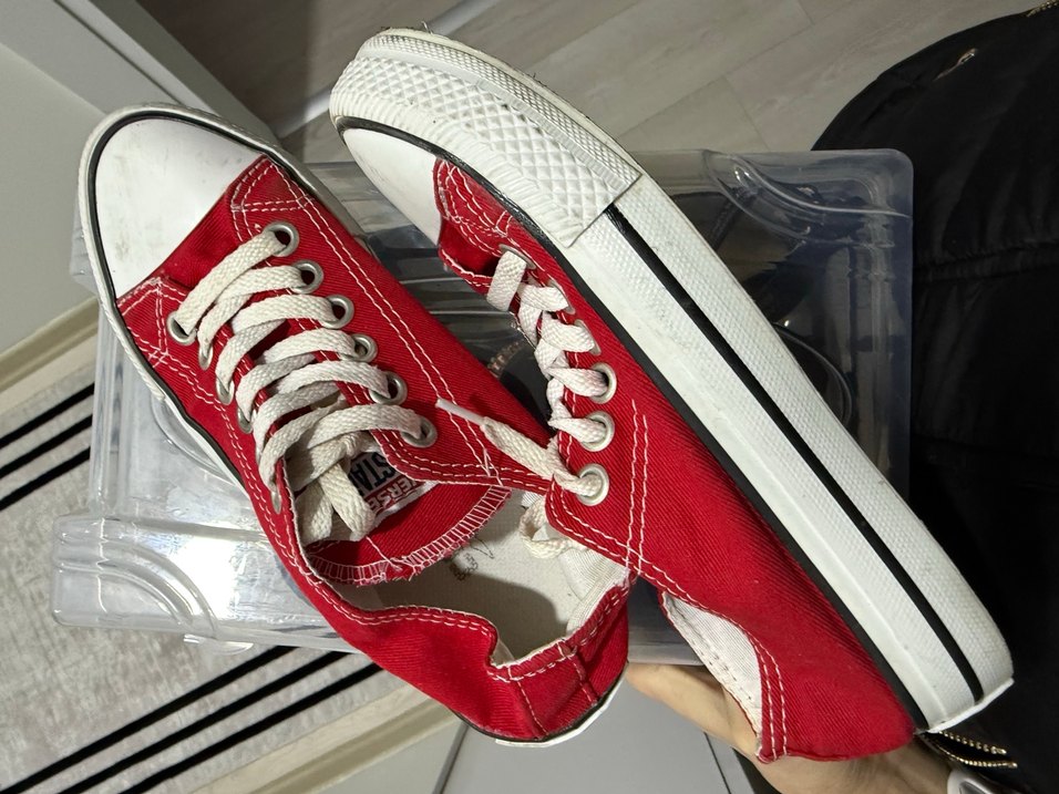 Kırmızı Kadın Spor Ayakkabı Düz Taban - Görsel 2