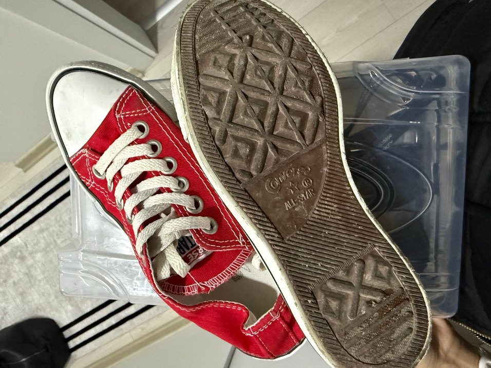 Kırmızı Kadın Spor Ayakkabı Düz Taban - Görsel 3