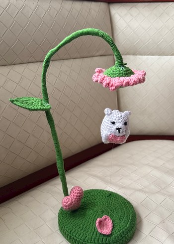 Pembe Çiçekli Örgü Oyuncağı / Masa süsü - Görsel 2