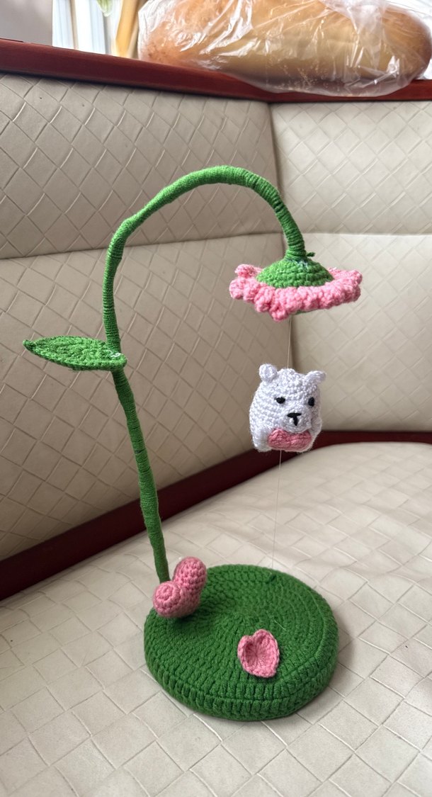 Pembe Çiçekli Örgü Oyuncağı / Masa süsü - Görsel 2