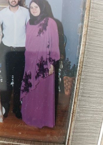 46 Beden Mor Uzun Drapeli Vintage Abiye