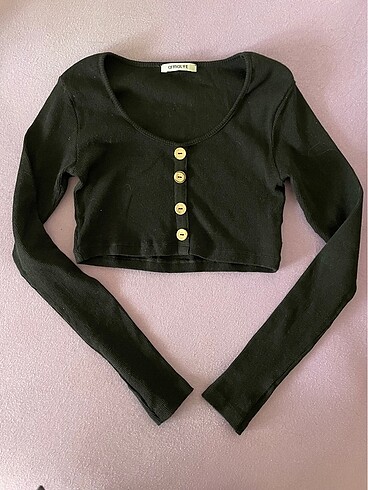 basic uzun kollu crop