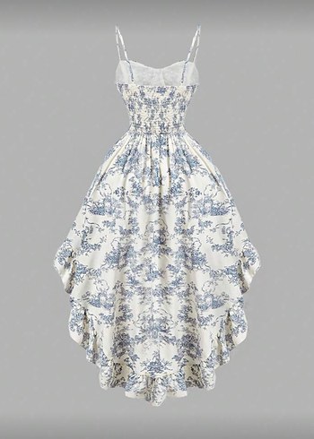 Kadın Beyaz Nakışlı Uzun Askılı Elbise - Görsel 2